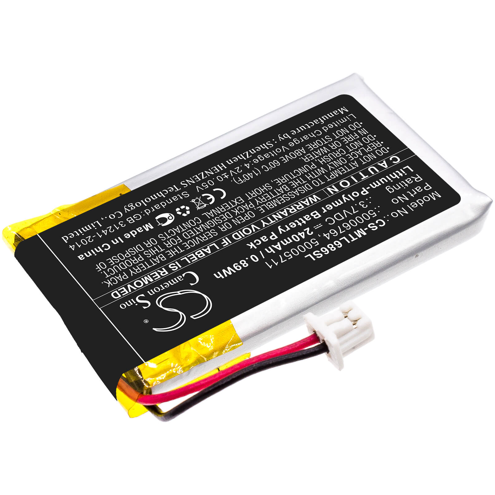 3.7V, 240mAh, Li-Polymer Battery fits Mitel, 6863i, 6865, 0.888Wh