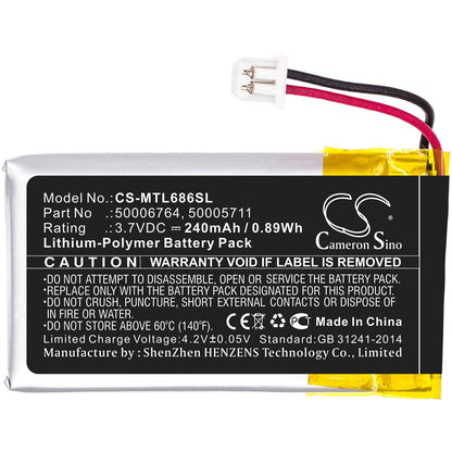 3.7V, 240mAh, Li-Polymer Battery fits Mitel, 6863i, 6865, 0.888Wh