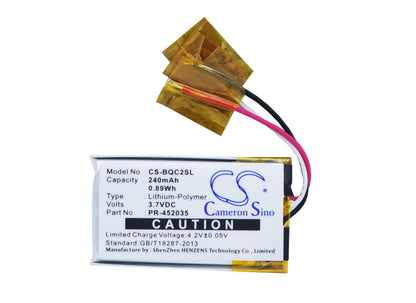 3.7V, 240mAh, Li-Polymer Battery fits Bose, Qc20, Quietcomfort 20, 0.888Wh