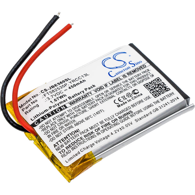 3.7V, 450mAh, Li-Polymer Battery fits Jbl, J56bt, 1.665Wh
