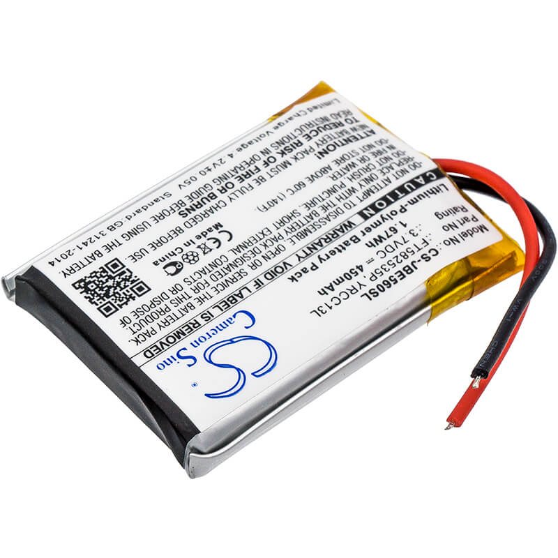 3.7V, 450mAh, Li-Polymer Battery fits Jbl, J56bt, 1.665Wh