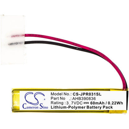 3.7V, 60mAh, Li-Polymer Battery fits Plantronics, Voyager 5200, Voyager Legend, 0.222Wh