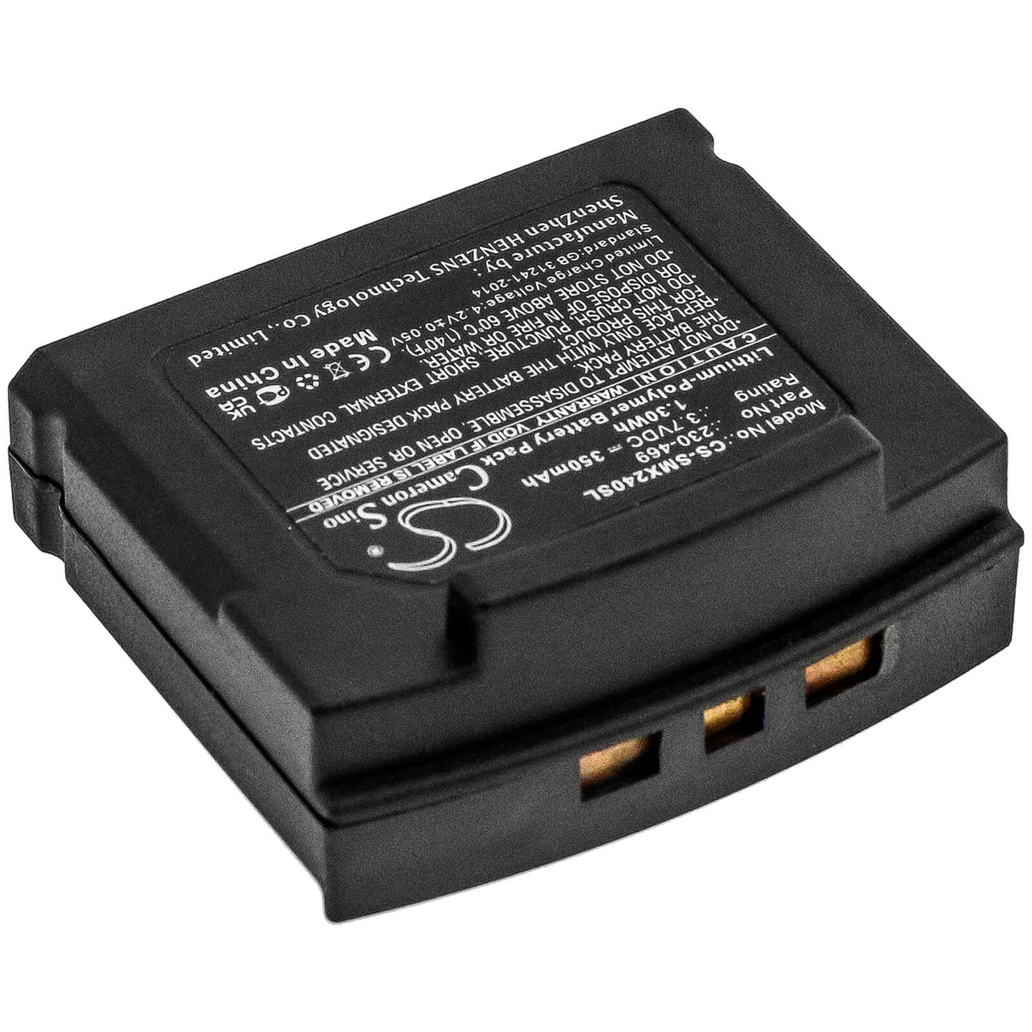 3.7V, 350mAh, Li-Polymer Battery fits Unisar, Dh900 Tv Listening, 1.295Wh