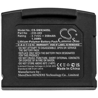 3.7V, 350mAh, Li-Polymer Battery fits Unisar, Dh900 Tv Listening, 1.295Wh