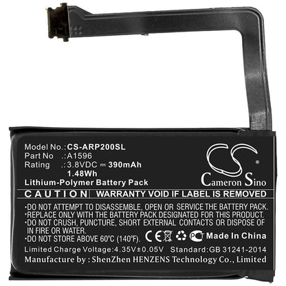 3.8V, 390mAh, Li-Polymer Battery fits Apple, Airpods 2 Charging Case, Airpods Charging Case, 1.482Wh