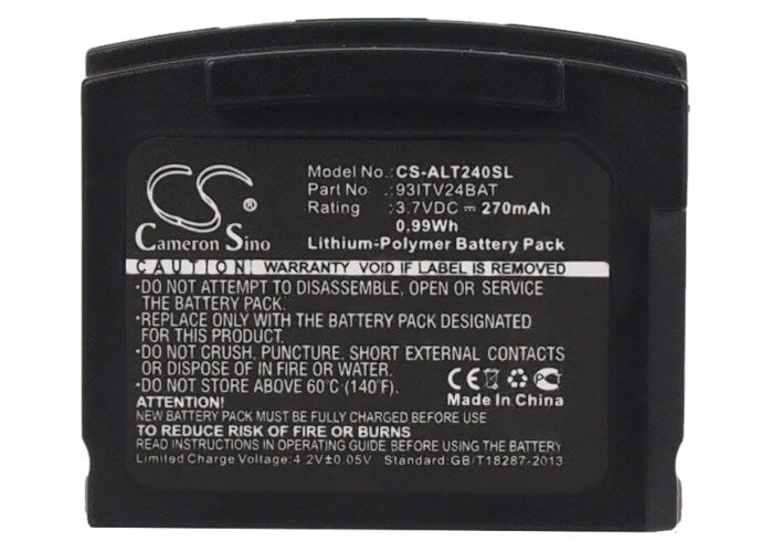3.7V, 270mAh, Li-Polymer Battery fits Amplicom, Tv2400, Tv2410, 0.999Wh