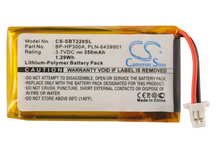 3.7V, 350mAh, Li-Polymer Battery fits Sony, Bt22, Bt-22, 1.295Wh