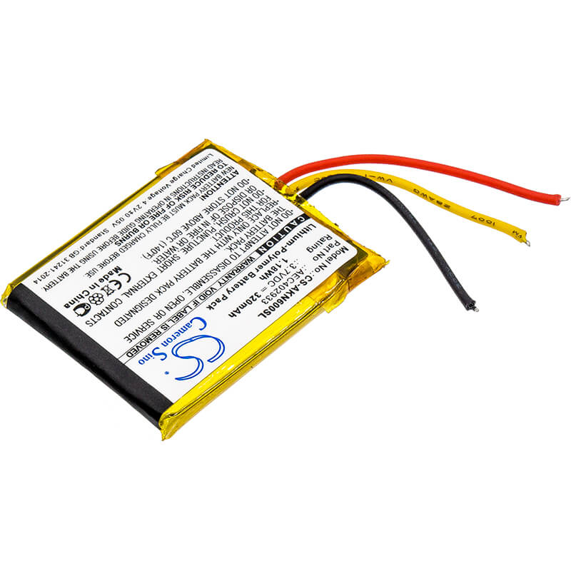 3.7V, 320mAh, Li-Polymer Battery fits Akg, N60 Nc, 1.184Wh