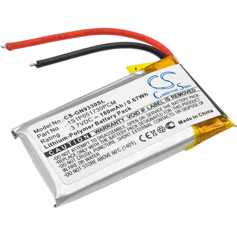 3.7V, 180mAh, Li-Polymer Battery fits Gn, Gn9330, Netcom 9330, 0.666Wh