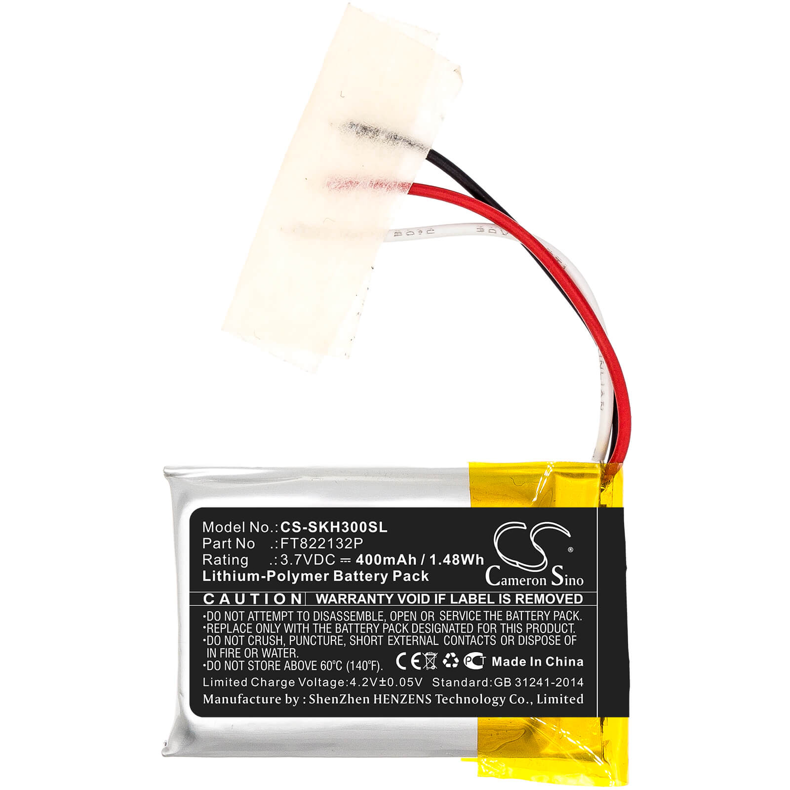 3.7V, 400mAh, Li-Polymer Battery fits Skullcandy, Hesh 3, 1.48Wh