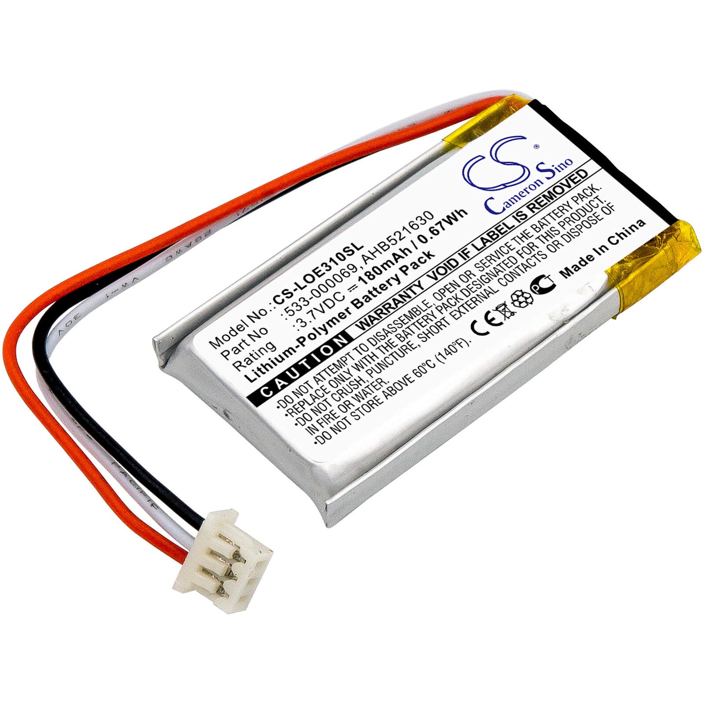 Wireless Headset 3.7V, 180mAh, Li-Polymer Battery fits Logitech, A-00031, G Pro Wireless, 0.666Wh