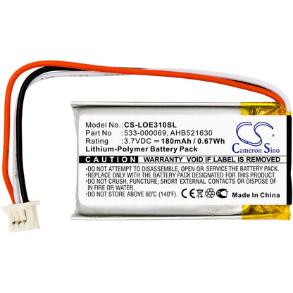 Wireless Headset 3.7V, 180mAh, Li-Polymer Battery fits Logitech, A-00031, G Pro Wireless, 0.666Wh