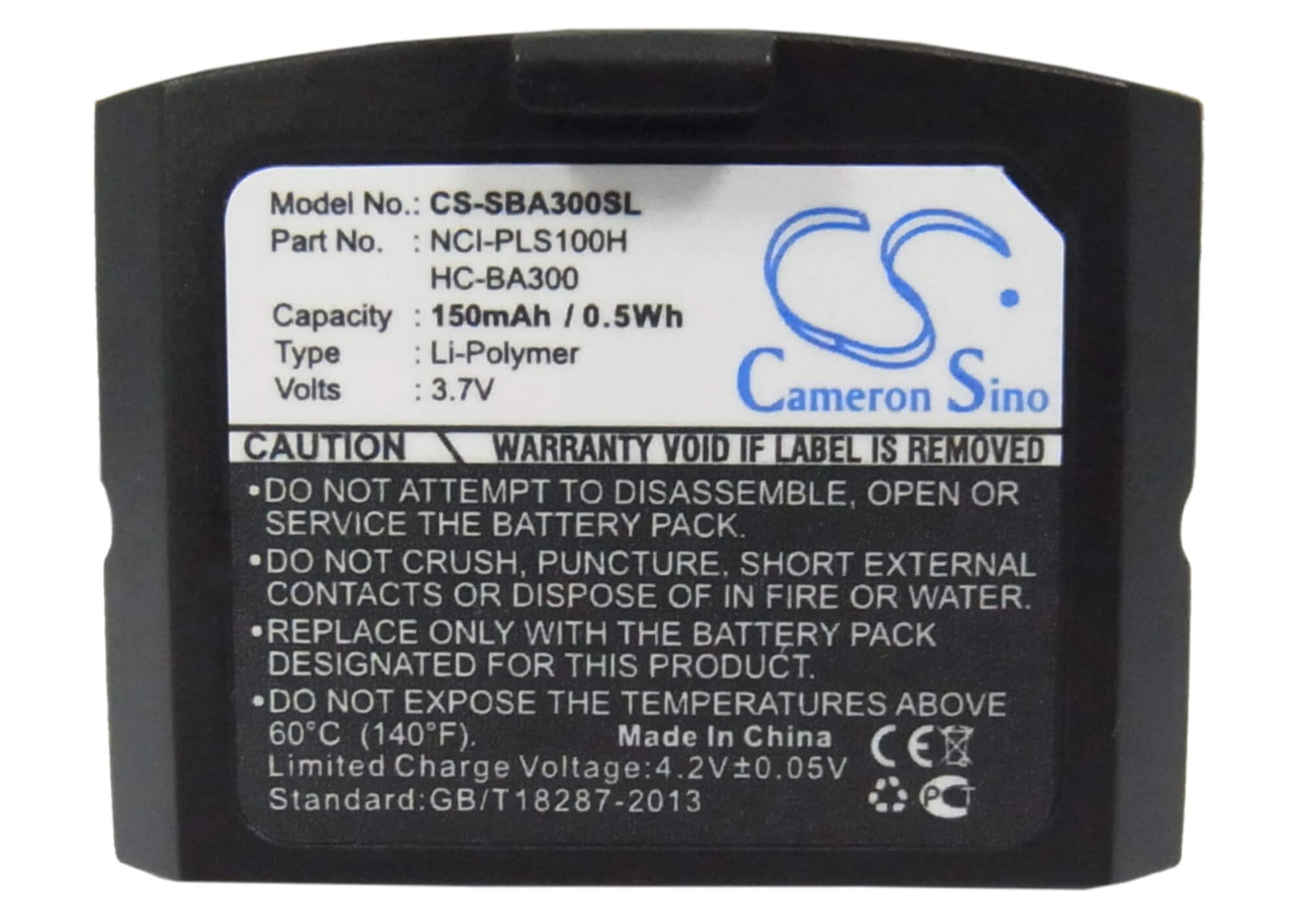 3.7V, 150mAh, Li-Polymer Battery fits Sennheiser, Is 410, Is410, 0.555Wh