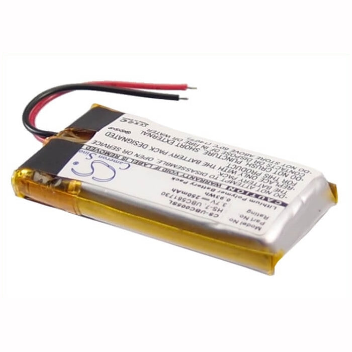3.7V, 250mAh, Li-Polymer Battery fits Ultralife, Ubc005, Ubc581730, 0.925Wh