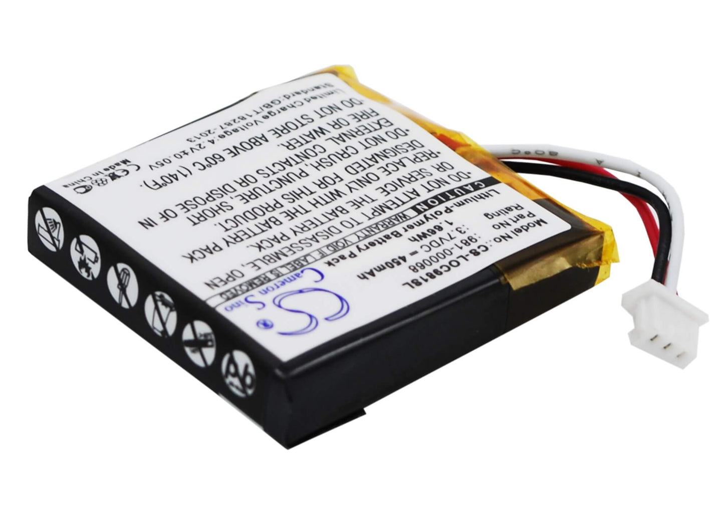 3.7V, 450mAh, Li-Polymer Battery fits Logitech, 981-000068, 981-000069, 1.665Wh