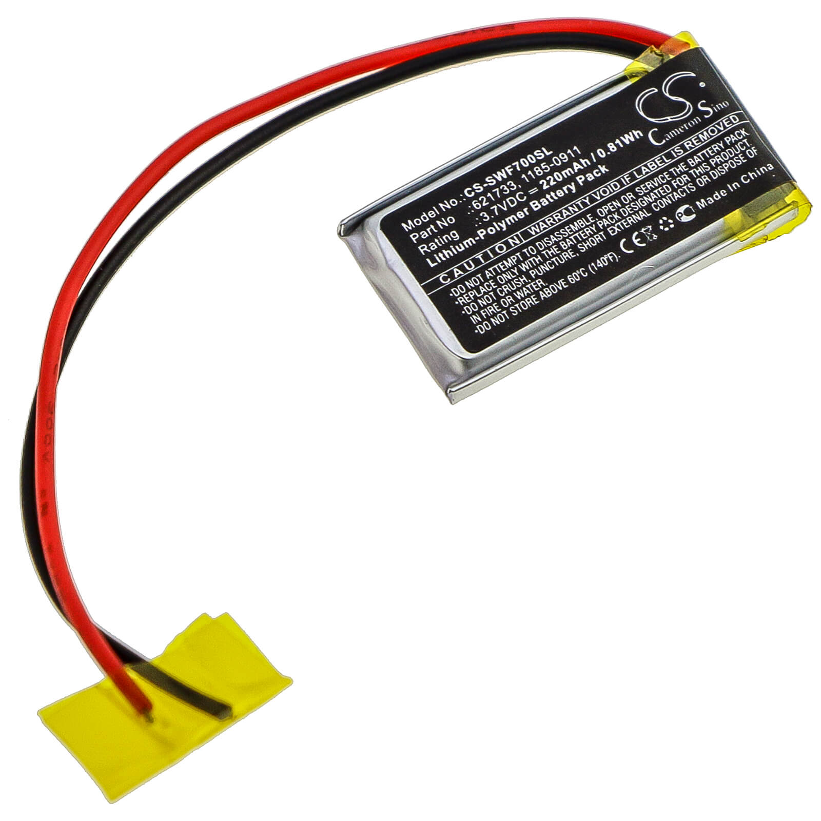 3.7V, 220mAh, Li-Polymer Battery fits Sony, Wf-sb700 Charging Case, Wf-sb700n Charging Case, 0.814Wh