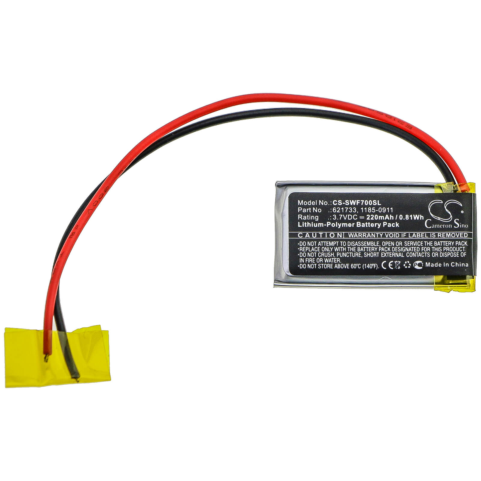 3.7V, 220mAh, Li-Polymer Battery fits Sony, Wf-sb700 Charging Case, Wf-sb700n Charging Case, 0.814Wh