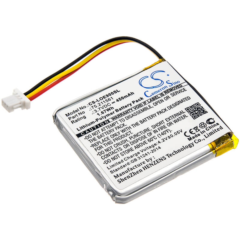 3.7V, 450mAh, Li-Polymer Battery fits Logitech, Ue9000, 1.665Wh