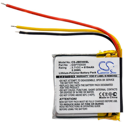 3.7V, 610mAh, Li-Polymer Battery fits Jbl, E45bt, E55bt, 2.257Wh