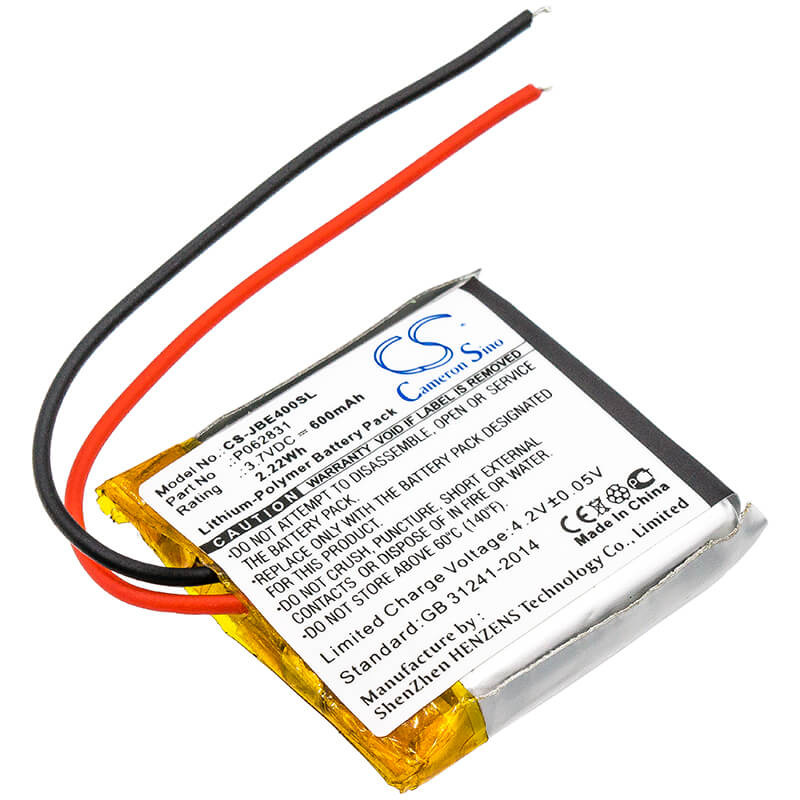 3.7V, 600mAh, Li-Polymer Battery fits Jbl, Synchros S400bt, Tune 500bt, 2.22Wh
