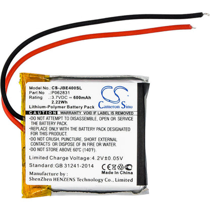 3.7V, 600mAh, Li-Polymer Battery fits Jbl, Synchros S400bt, Tune 500bt, 2.22Wh
