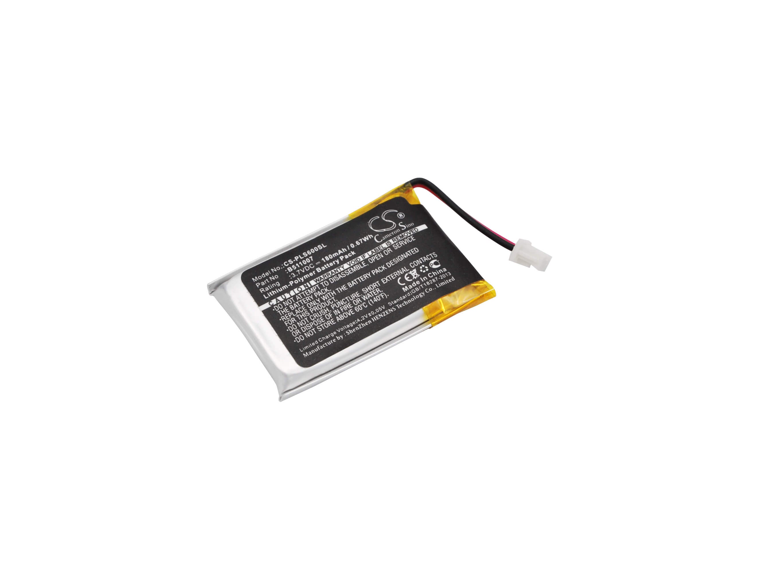 3.7V, 180mAh, Li-Polymer Battery fits Plantronics, Cs60, Hl10, 0.666Wh