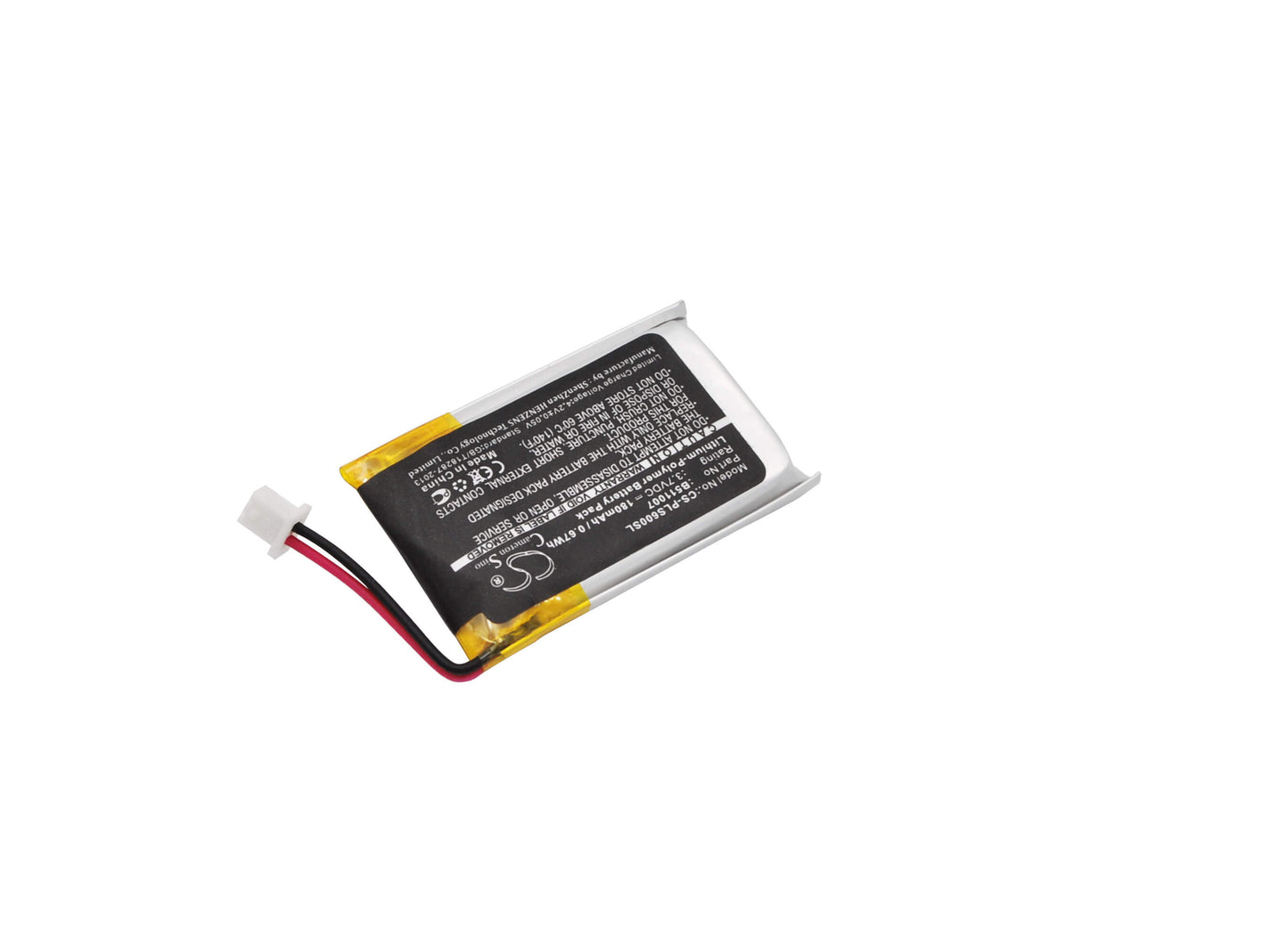 3.7V, 180mAh, Li-Polymer Battery fits Plantronics, Cs60, Hl10, 0.666Wh