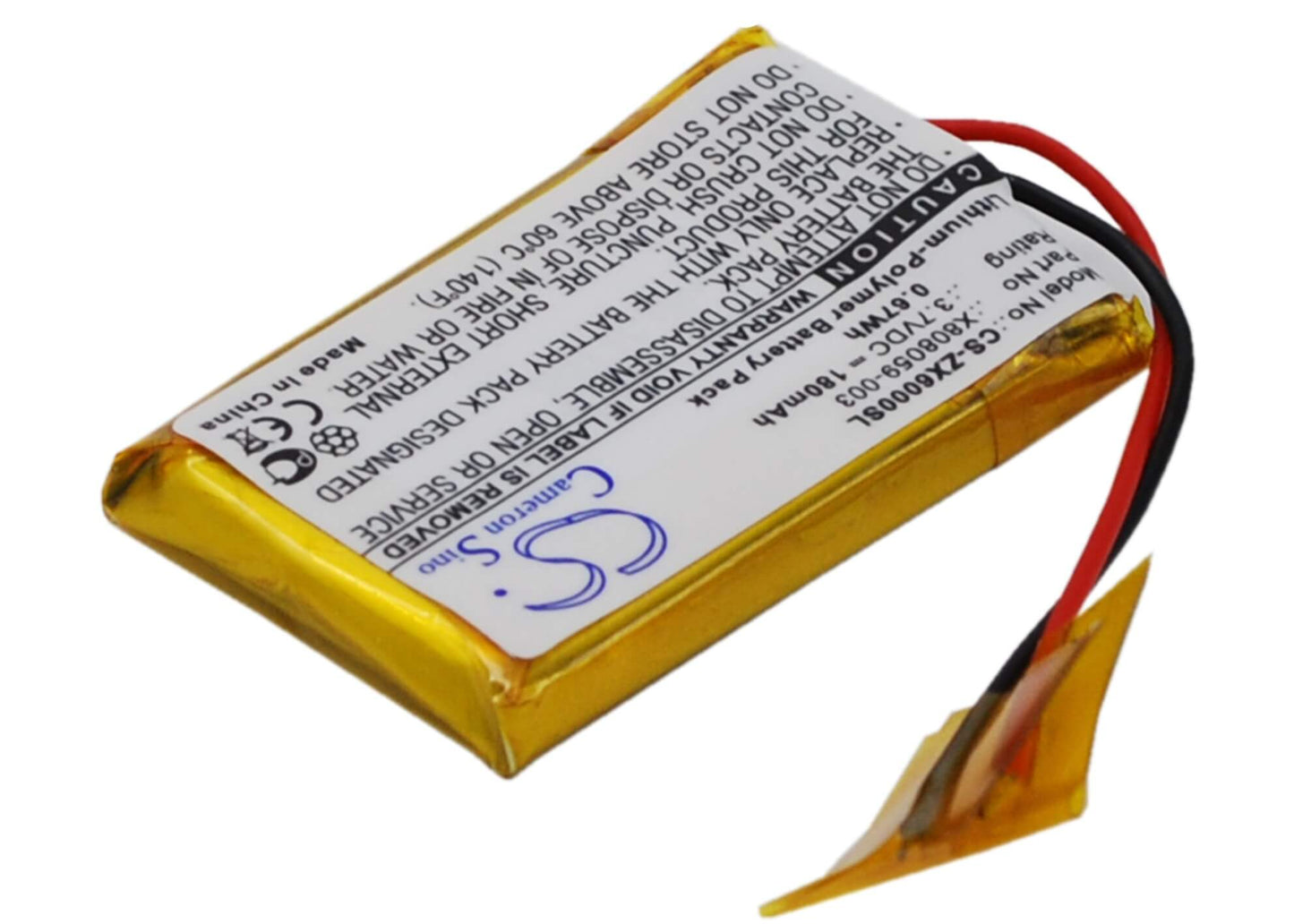 3.7V, 180mAh, Li-Polymer Battery fits Microsoft, Lifechat Zx-6000, 0.666Wh