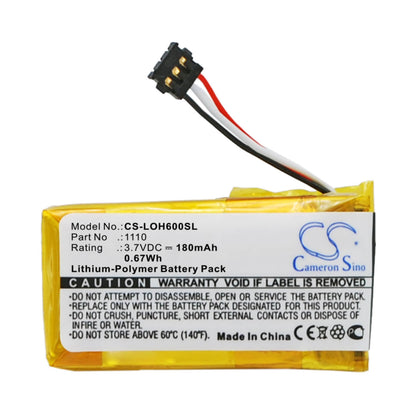 3.7V, 180mAh, Li-Polymer Battery fits Logitech, H600 981-000341, 0.666Wh