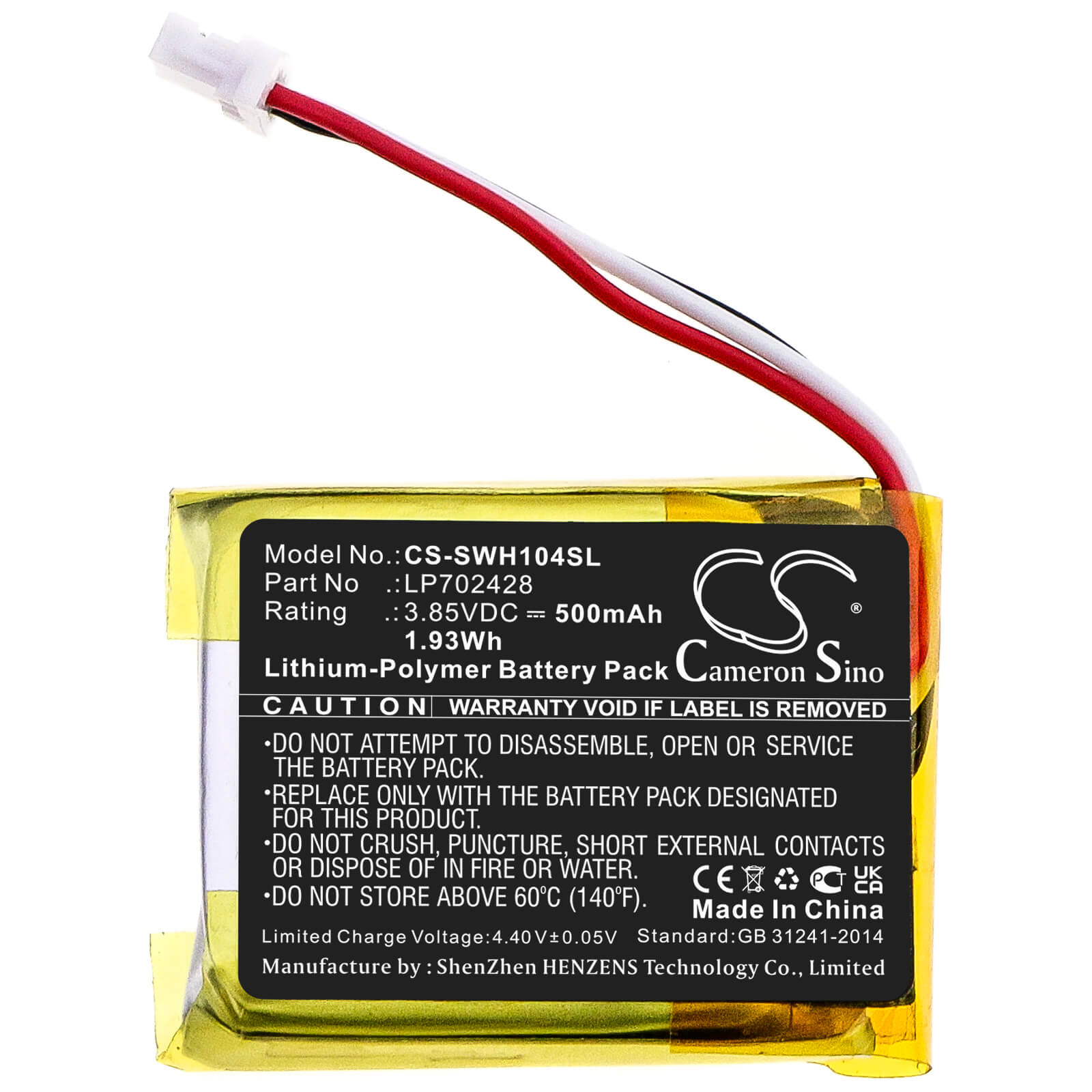 3.85V, 500mAh, Li-Polymer Battery fits Sony, Wf-1000xm4 Charging Case, 1.925Wh