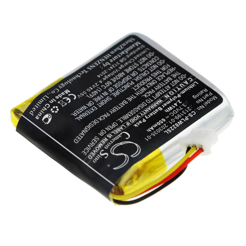 3.7V, 650mAh, Li-Polymer Battery fits Plantronics, B8200, Savi 8220, 2.405Wh
