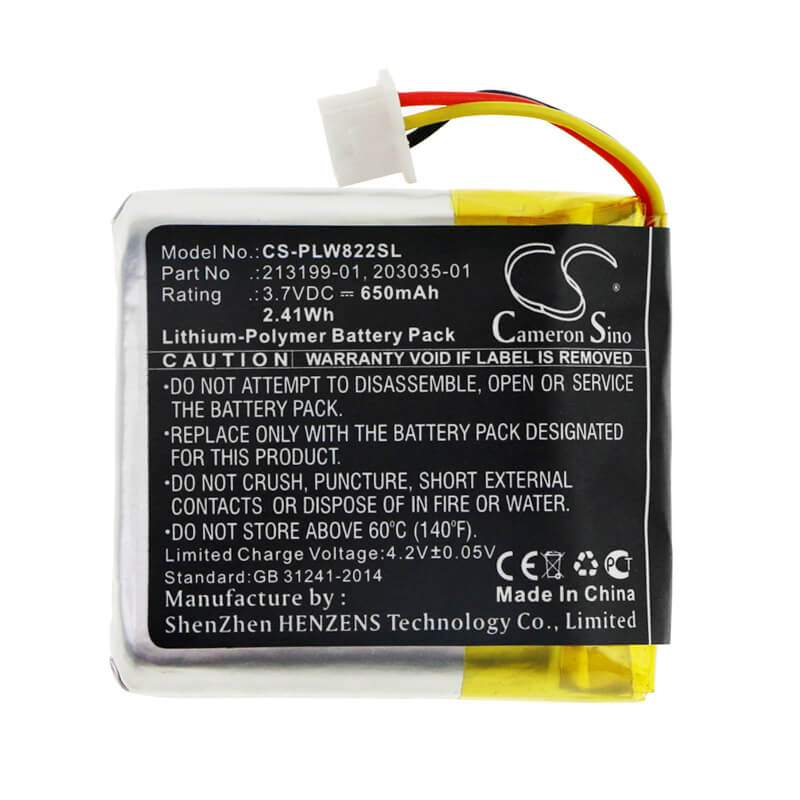 3.7V, 650mAh, Li-Polymer Battery fits Plantronics, B8200, Savi 8220, 2.405Wh