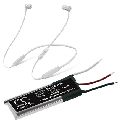 3.8V, 50mAh, Li-Polymer Battery fits Beats, Beats X, Mlye2ll/a, 0.19Wh