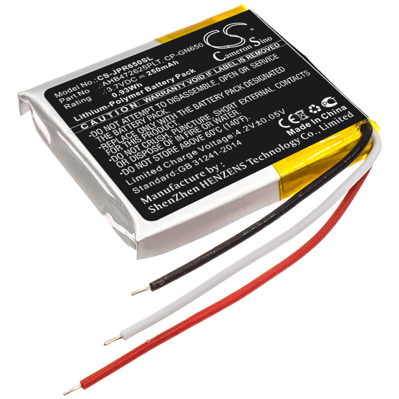 3.7V, 250mAh, Li-Polymer Battery fits Jabra, Evolve 65, Evolve 80, 0.925Wh