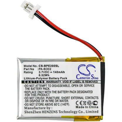 3.7V, 140mAh, Li-Polymer Battery fits Bang & Olufsen, Earset 2, 0.518Wh