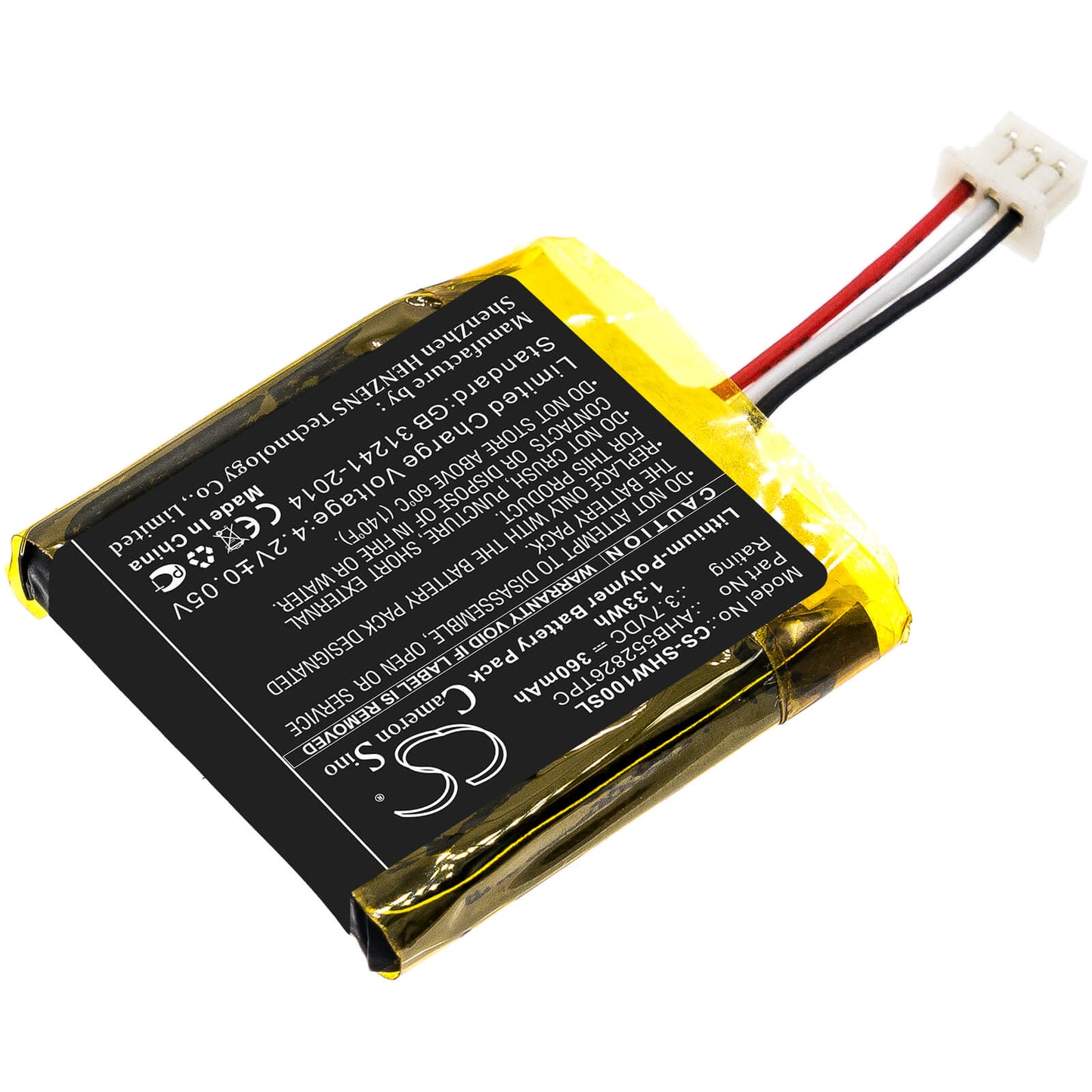 3.7V, 360mAh, Li-Polymer Battery fits Sennheiser, Dw 10, Sdw 10, 1.332Wh