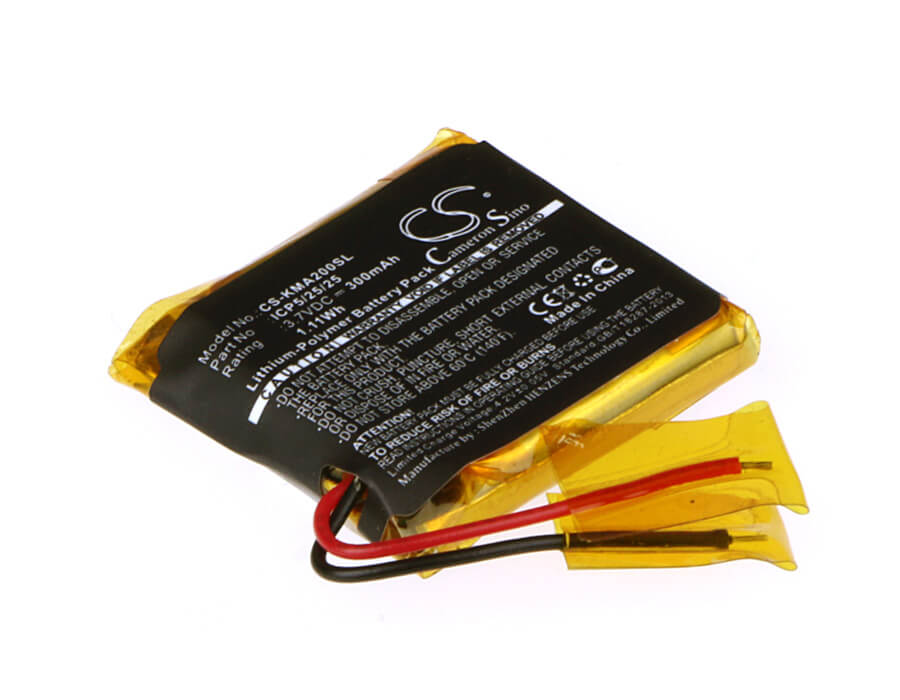 3.7V, 300mAh, Li-Polymer Battery fits Rocketfish, Rf-mab2, Rf-mab2-t, 1.11Wh