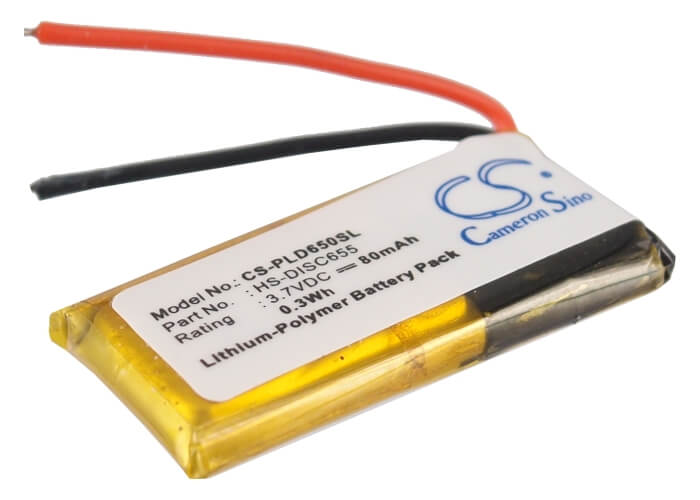 3.7V, 80mAh, Li-Polymer Battery fits Plantronics, Discovery 610, Discovery 640, 0.296Wh