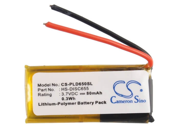 3.7V, 80mAh, Li-Polymer Battery fits Plantronics, Discovery 610, Discovery 640, 0.296Wh