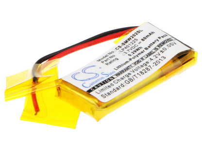 3.7V, 80mAh, Li-Polymer Battery fits Sony, Nwz-w202, Sbh80, 0.296Wh