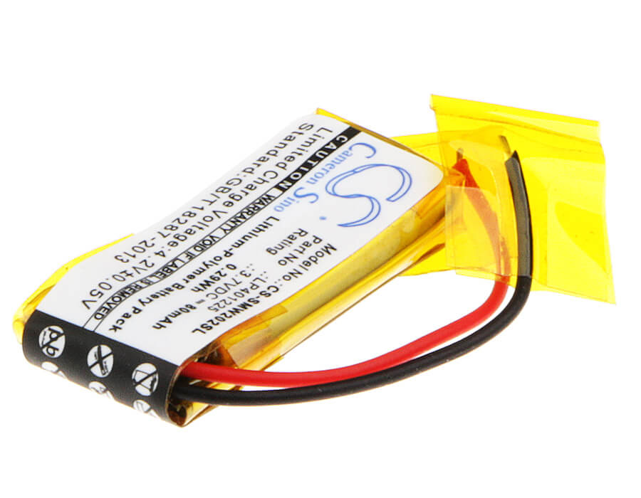 3.7V, 80mAh, Li-Polymer Battery fits Sony, Nwz-w202, Sbh80, 0.296Wh