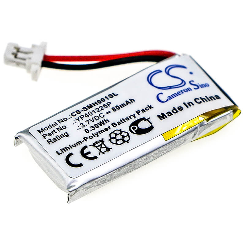 3.7V, 80mAh, Li-Polymer Battery fits Sena, 10u-ar-01, 10u-hr-01, 0.296Wh