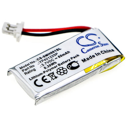 3.7V, 80mAh, Li-Polymer Battery fits Sena, 10u-ar-01, 10u-hr-01, 0.296Wh