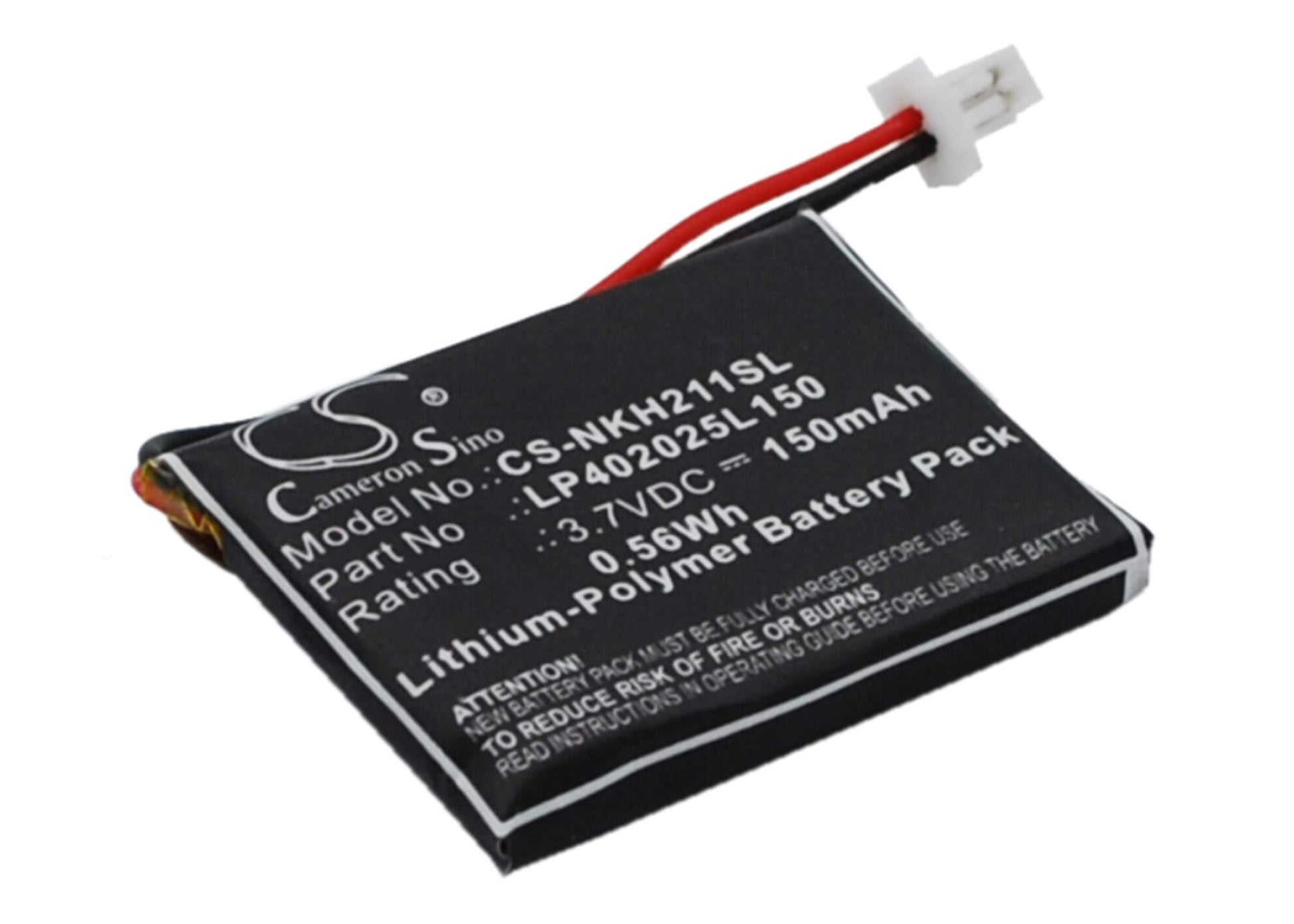 3.7V, 150mAh, Li-Polymer Battery fits Nokia, Hs-21w, 0.555Wh