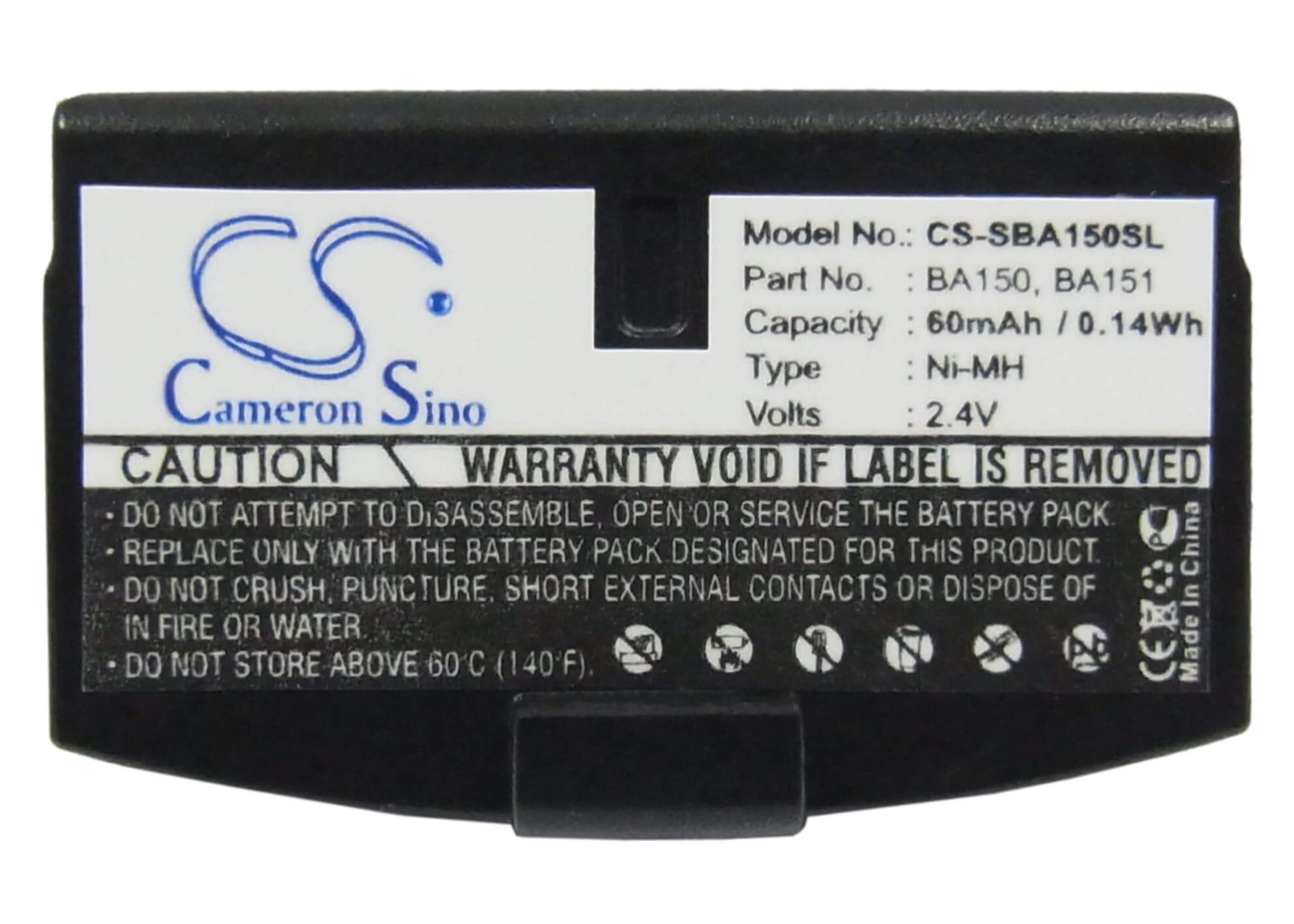 2.4V, 60mAh, Ni-MH Battery fits Sennheiser, A200, Audioport A200 Set, 0.144Wh
