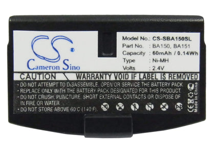 2.4V, 60mAh, Ni-MH Battery fits Sennheiser, A200, Audioport A200 Set, 0.144Wh