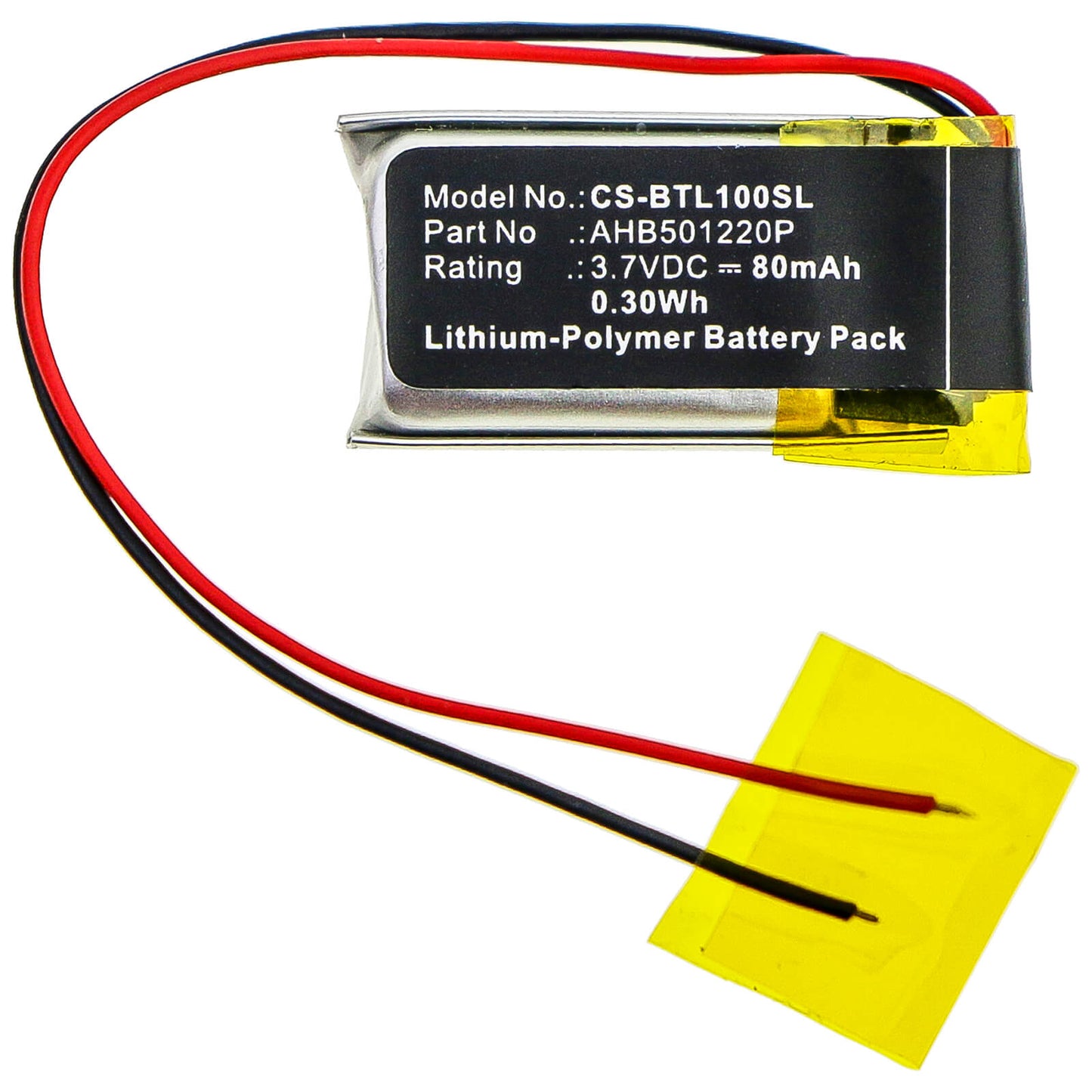 3.7V, 80mAh, Li-Polymer Battery fits Bose, Bluetooth Headset Series 1, Bluetooth Headset Series 2, 0.296Wh