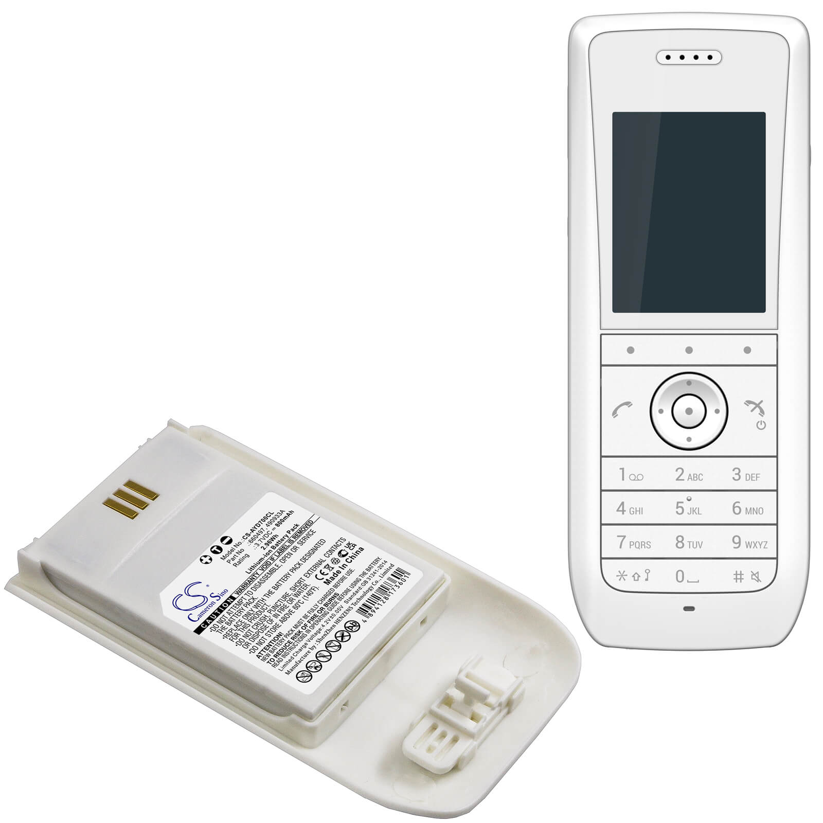 CS-AYD700CL, Cordless Phone 3.7V, 800mAh, Li-ion Battery fits Ascom, D63, Dect 3735, 2.96Wh