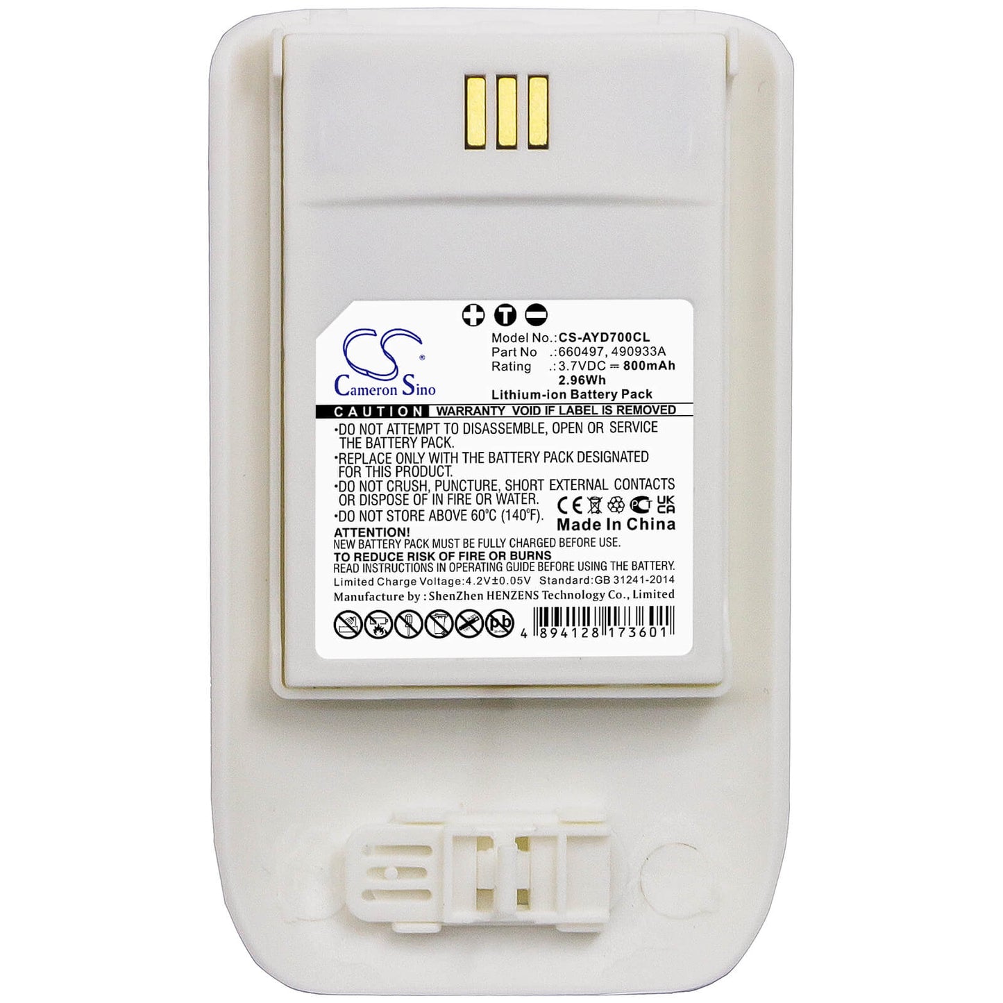 CS-AYD700CL, Cordless Phone 3.7V, 800mAh, Li-ion Battery fits Mitel, 5614, 2.96Wh