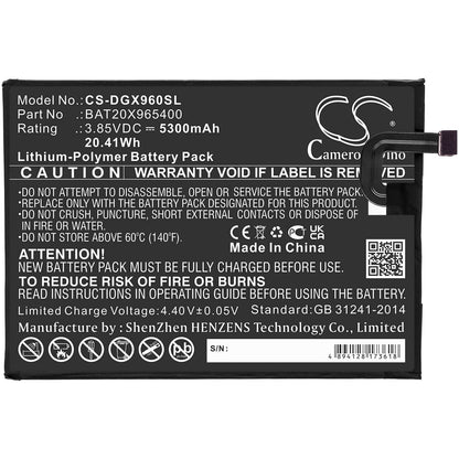 3.8V, 5300mAh, Li-Polymer Battery fits Doogee, X96, 20.14Wh